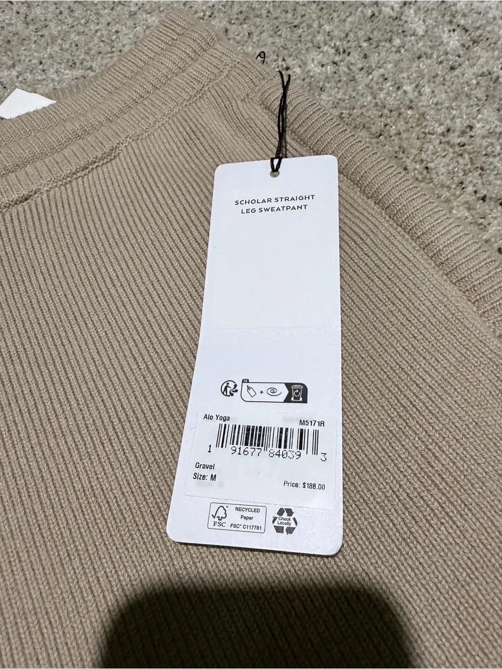 ALO Yoga Beige Straight-Leg Knit Pants - Picture 2 of 3